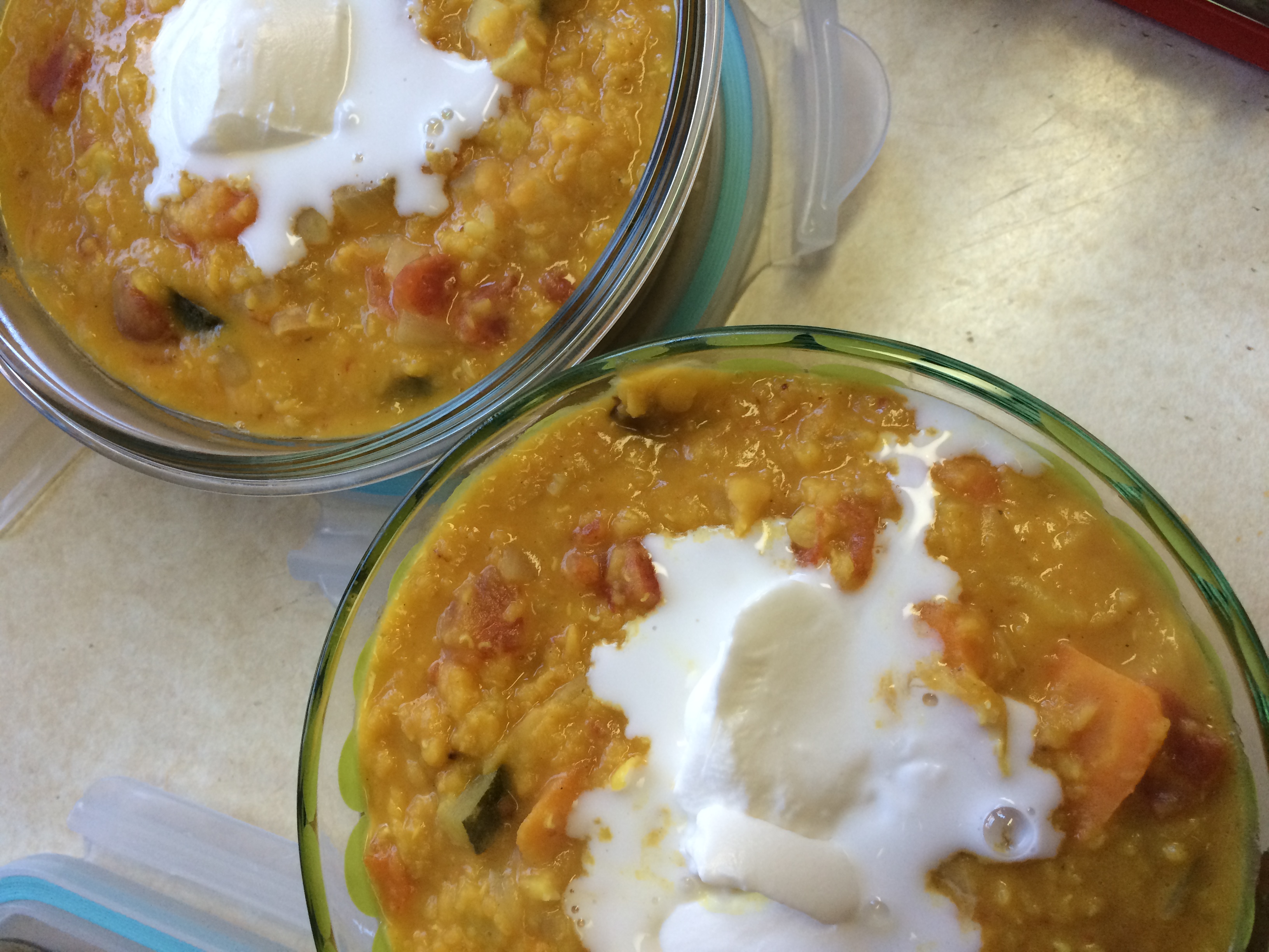 Red lentil stew with coconut cream